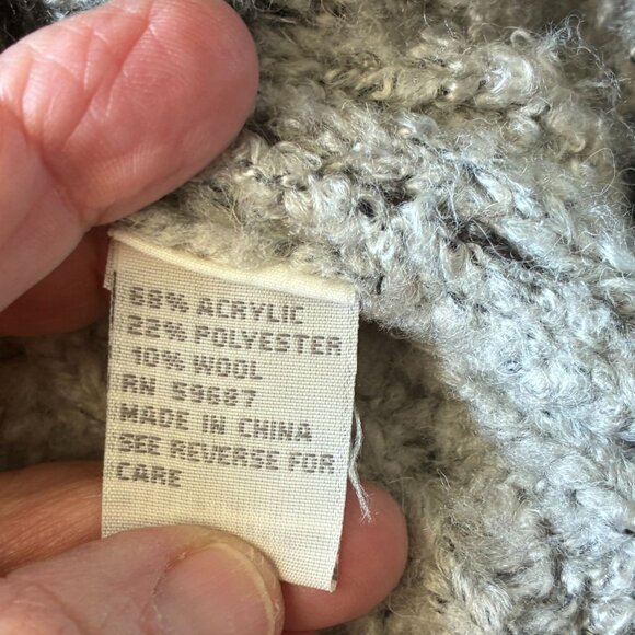 Curio Wool Blend Marled Gray Sweater - Large - Cabincore, Cozycore, Casual - Picture 5 of 7